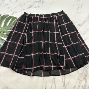 Torrid Plaid A-Line Skirt Plus Size 20 Black Red Swiss Dot Pockets Knee Length